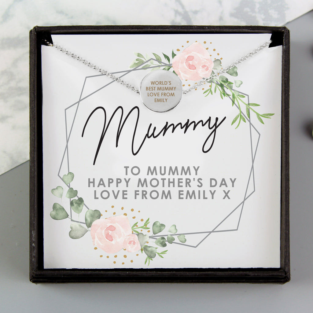 Personalised Abstract Rose Sentiment Silver Tone Necklace and Box - Buy Jewellery at GiftMasters.co.uk