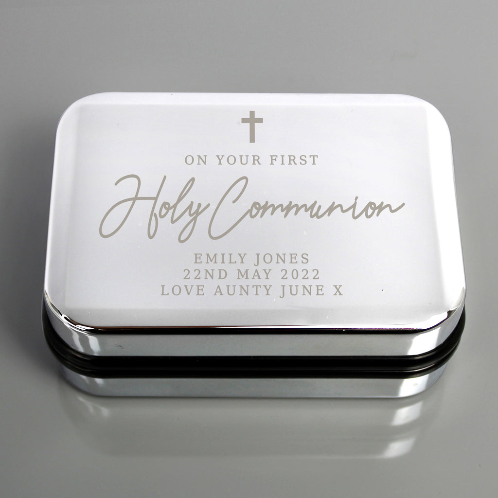 Personalised First Holy Communion Necklace Box - Buy Trinket, Jewellery & Keepsake Boxes at GiftMasters.co.uk