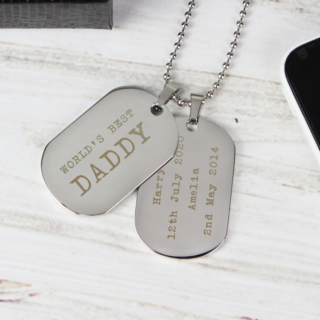 Personalised Free Text Steel Double Dog Tag Necklace - Buy Jewellery at GiftMasters.co.uk