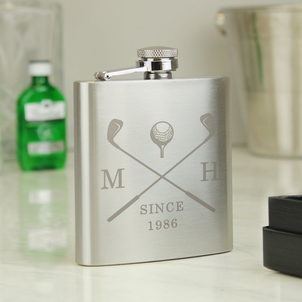 Personalised Golf Hip Flask - Buy Glasses & Barware at GiftMasters.co.uk