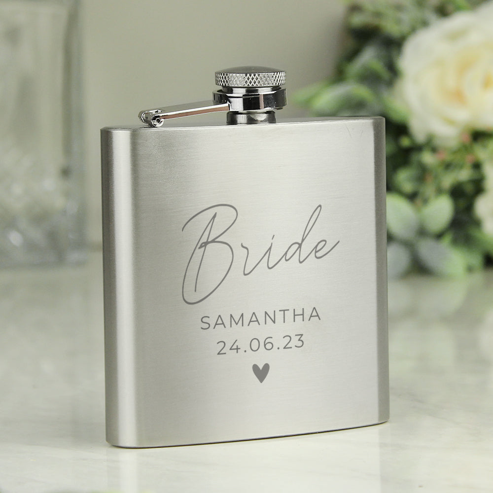 Personalised Free Text Wedding Party Hip Flask - Buy Glasses & Barware at GiftMasters.co.uk