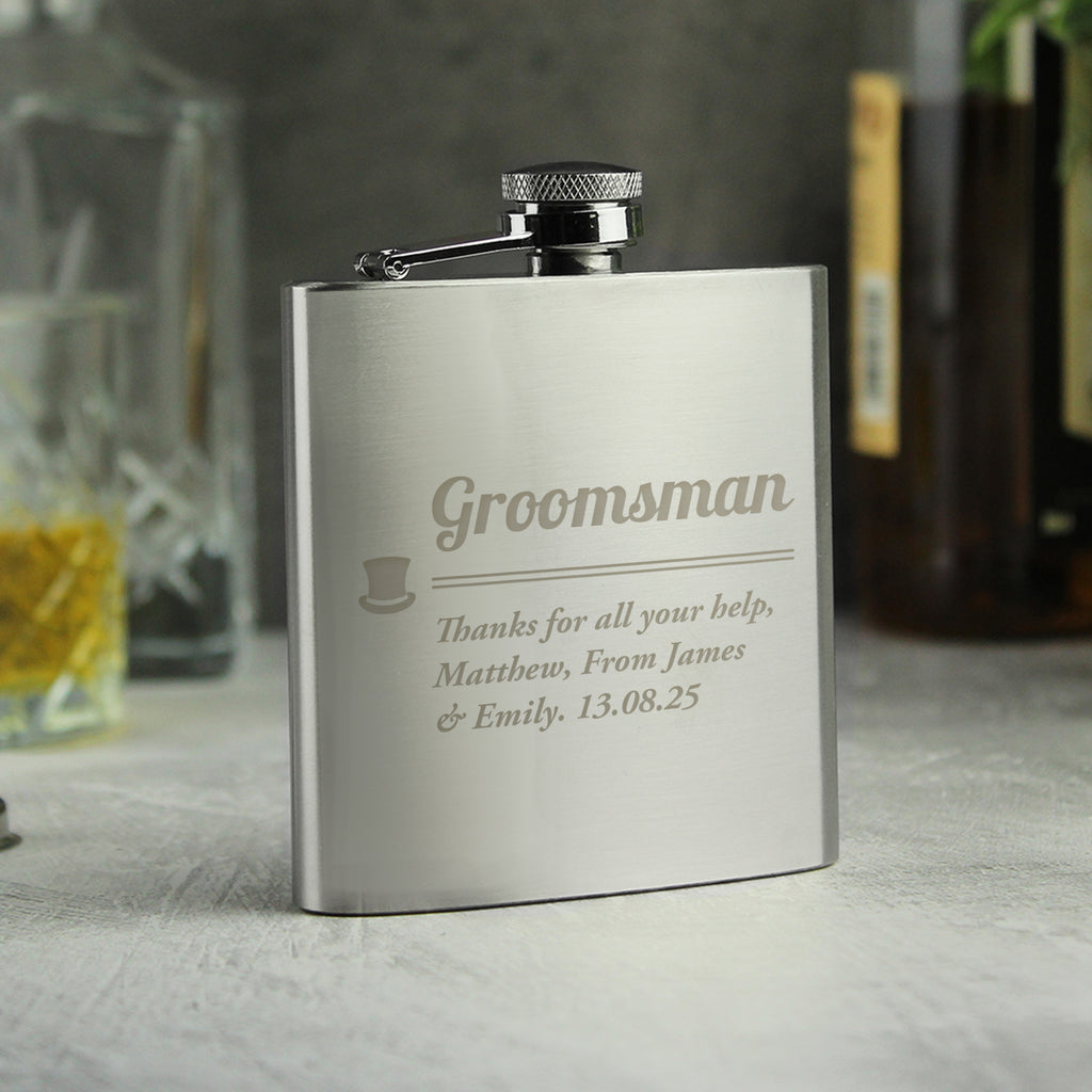 Personalised Groomsman Hip flask - Buy Keepsakes at GiftMasters.co.uk