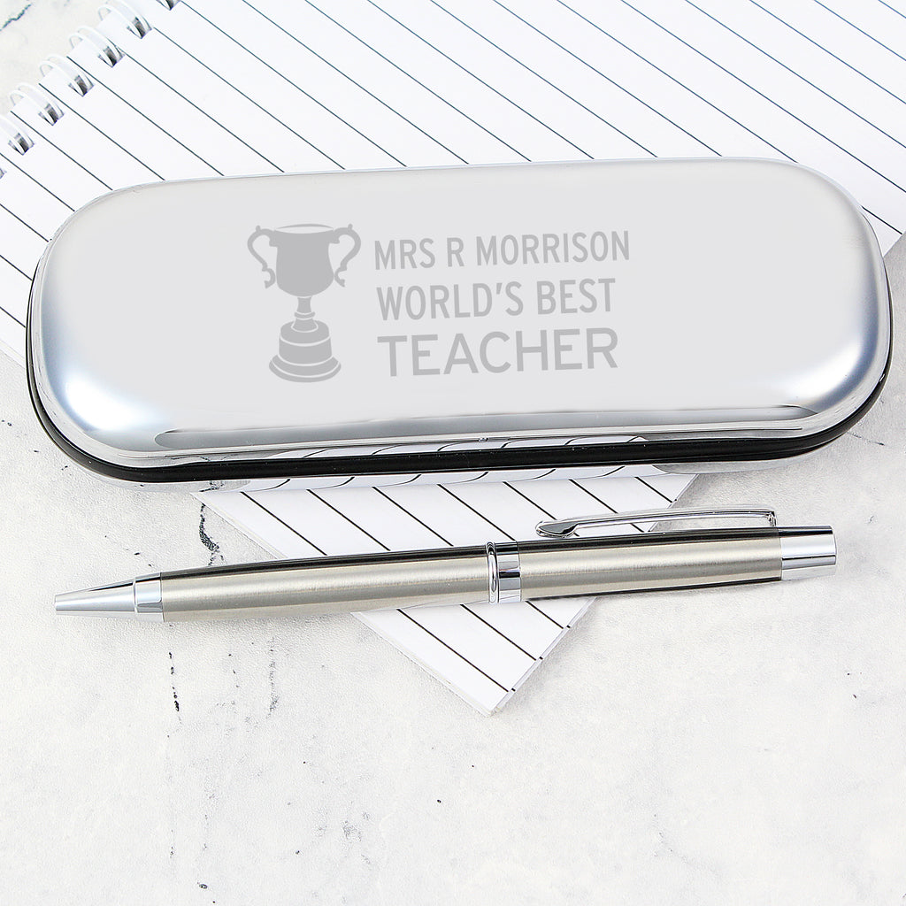 Personalised Teacher Trophy Pen and Box Set - Buy Stationery & Pens at GiftMasters.co.uk