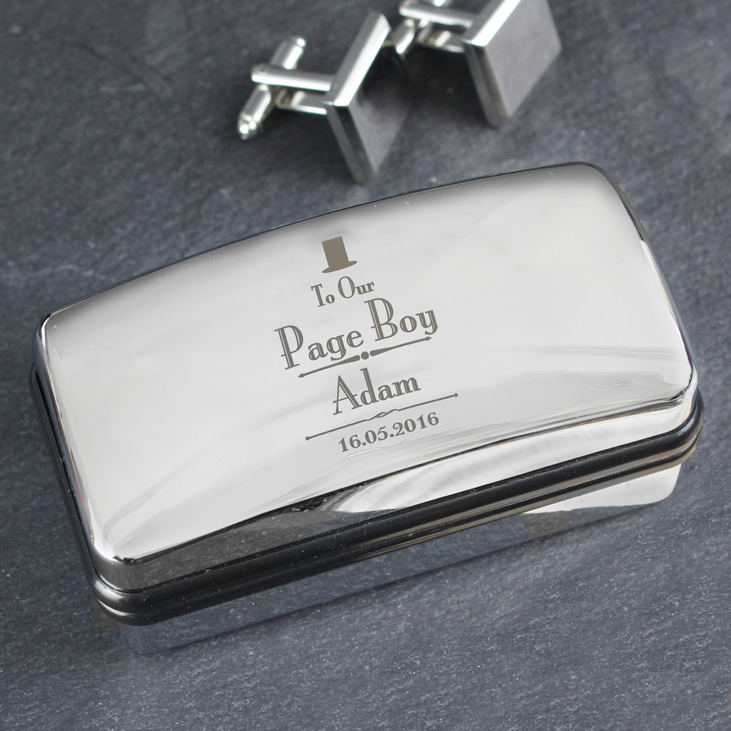 Personalised Decorative Wedding Page Boy Cufflink Box - Buy Jewellery at GiftMasters.co.uk