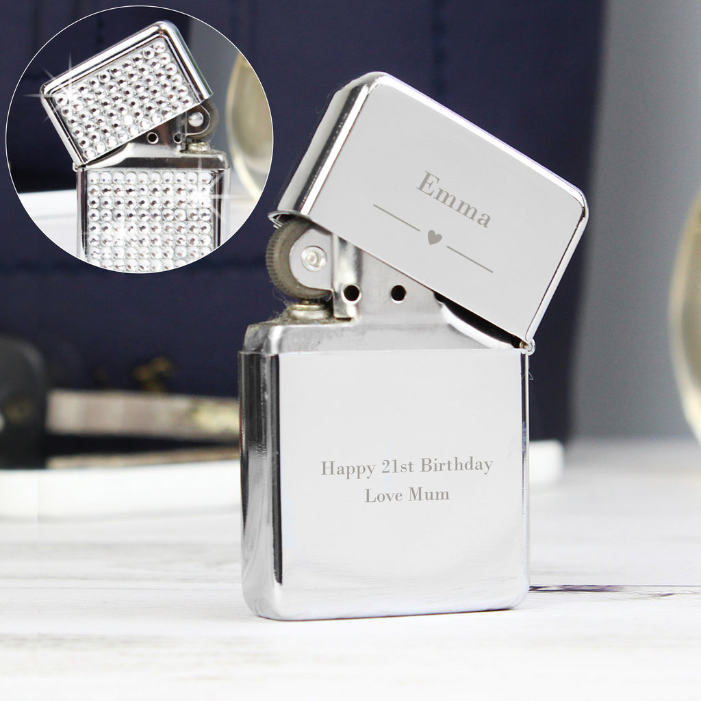 Personalised Decorative Heart Diamante Lighter - Buy Keepsakes at GiftMasters.co.uk