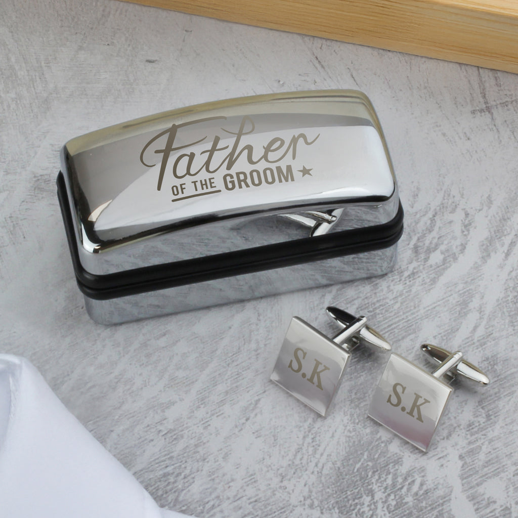 Personalised Father of the Groom Wedding Cufflinks and Box Set - Buy Jewellery at GiftMasters.co.uk