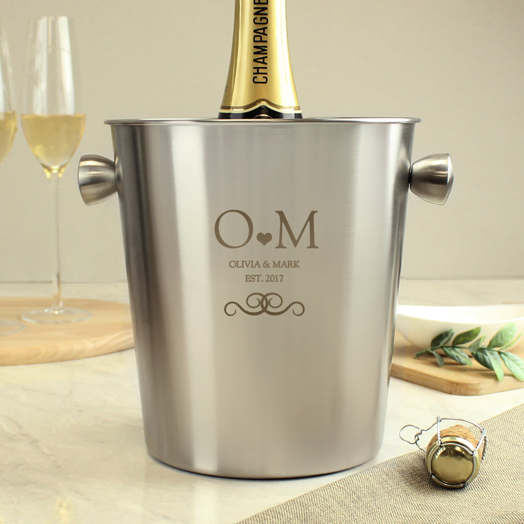 Personalised Monogram Stainless Steel Ice Bucket - Buy Glasses & Barware at GiftMasters.co.uk