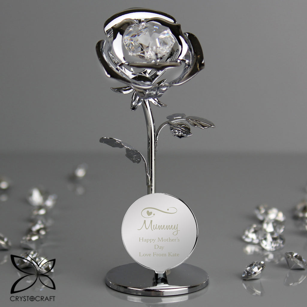 Personalised Swirls & Hearts Crystocraft Rose Ornament - Buy Ornaments at GiftMasters.co.uk