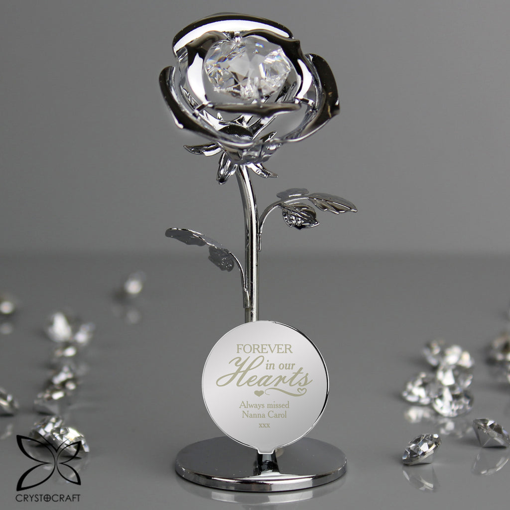 Personalised Forever in Our Hearts Crystocraft Rose Ornament - Buy Ornaments at GiftMasters.co.uk