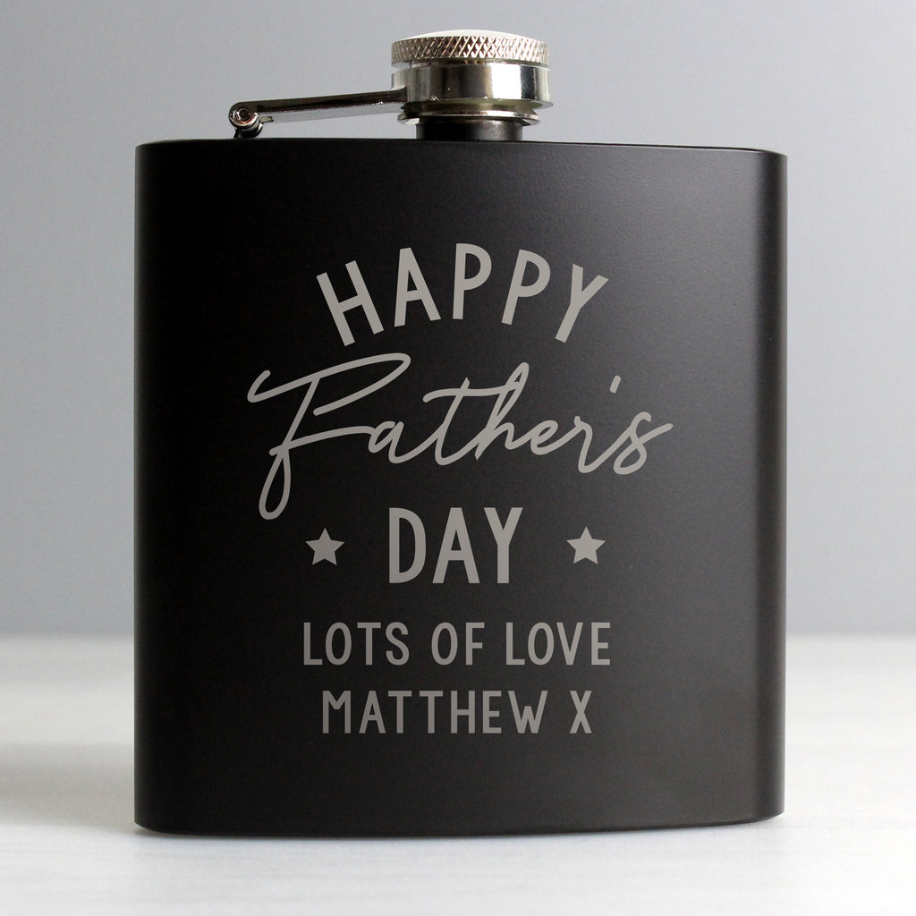 Personalised Father's Day Black Hip Flask - Buy Glasses & Barware at GiftMasters.co.uk