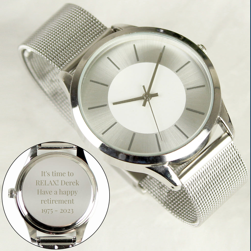 Personalised Silver with Mesh Style Strap Watch - Buy Clocks & Watches at GiftMasters.co.uk
