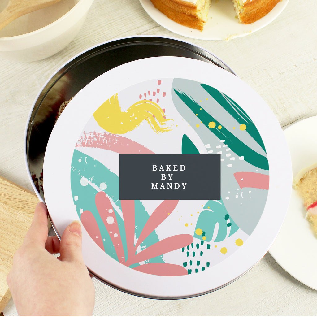 Personalised Abstract Design Cake Tin - Buy Kitchen, Baking & Dining Gifts at GiftMasters.co.uk