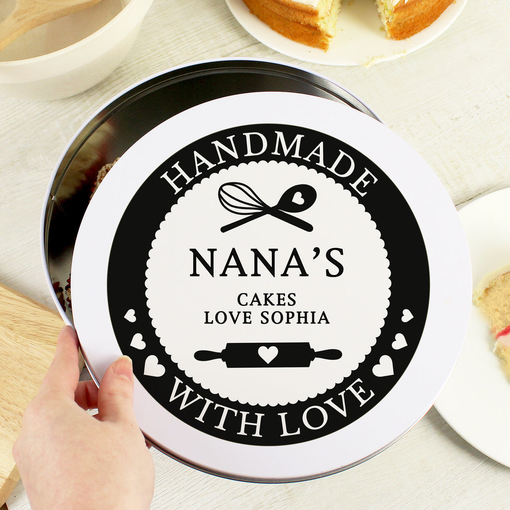 Personalised Handmade With Love Cake Tin - Buy Kitchen, Baking & Dining Gifts at GiftMasters.co.uk