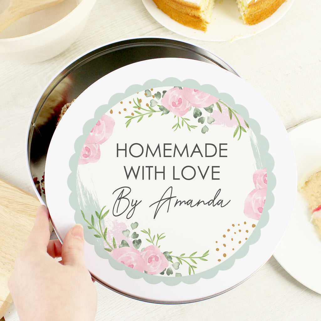 Personalised Abstract Rose Cake Tin - Buy Kitchen, Baking & Dining Gifts at GiftMasters.co.uk