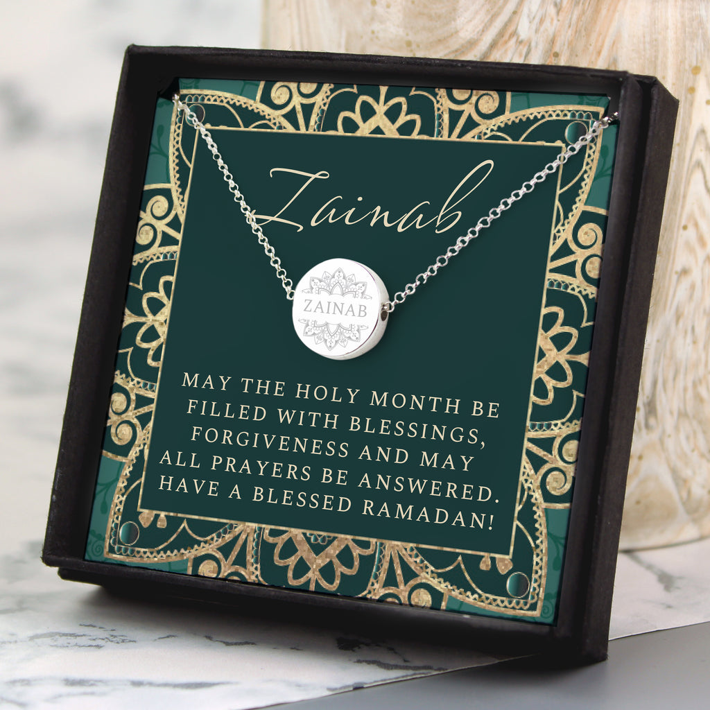 Personalised Sentiment Eid and Ramadan Disc Necklace and Box - Buy Jewellery at GiftMasters.co.uk