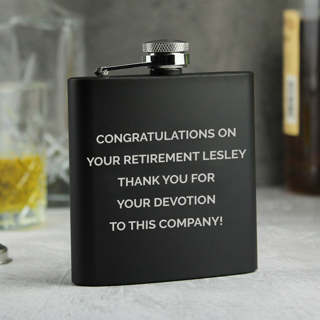 Personalised Free Text Black Hip Flask - Buy Glasses & Barware at GiftMasters.co.uk