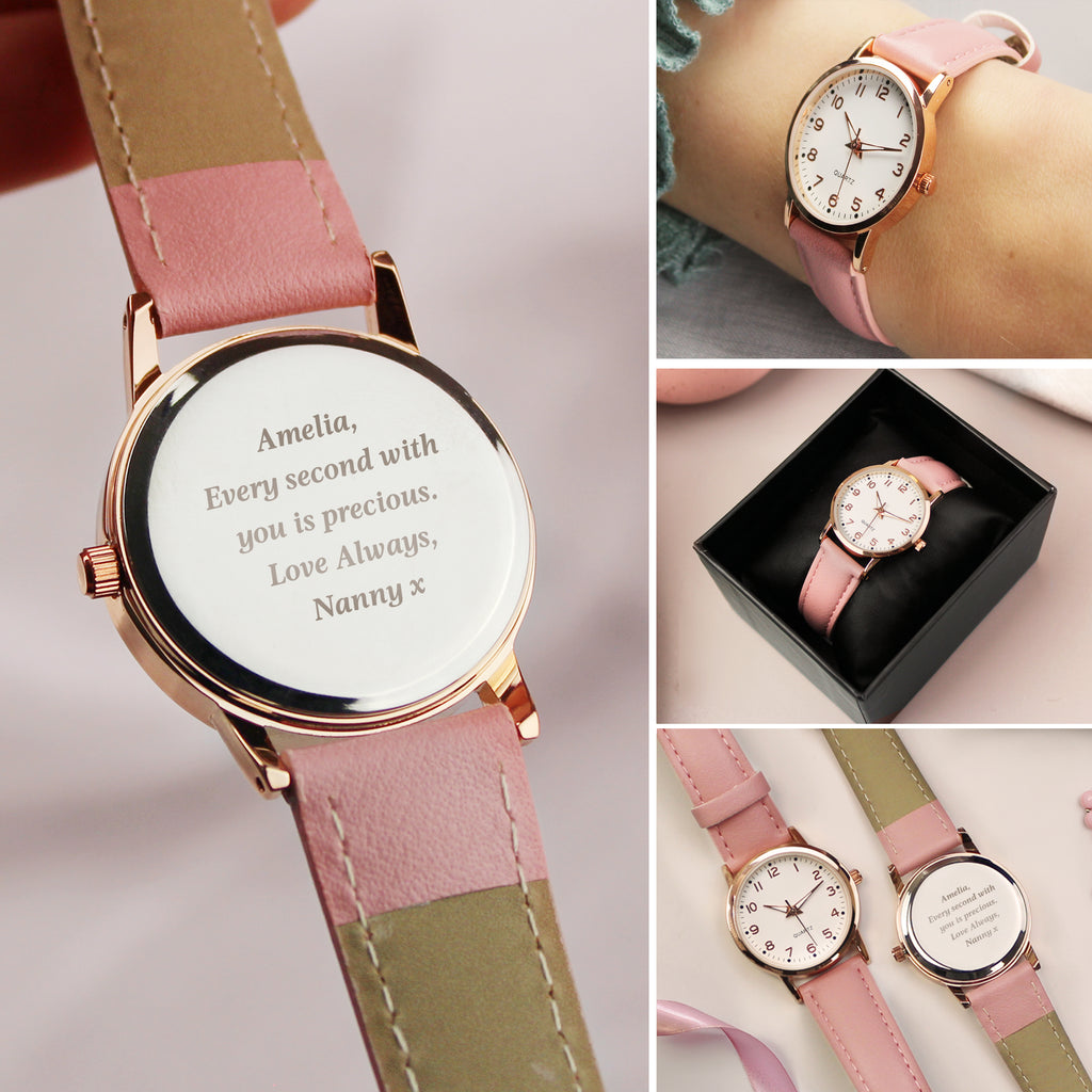 Personalised Girls Pink Watch - Buy Jewellery at GiftMasters.co.uk
