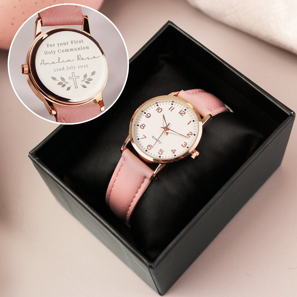 Personalised Holy Communion/Christening Pink Watch - Buy Jewellery at GiftMasters.co.uk