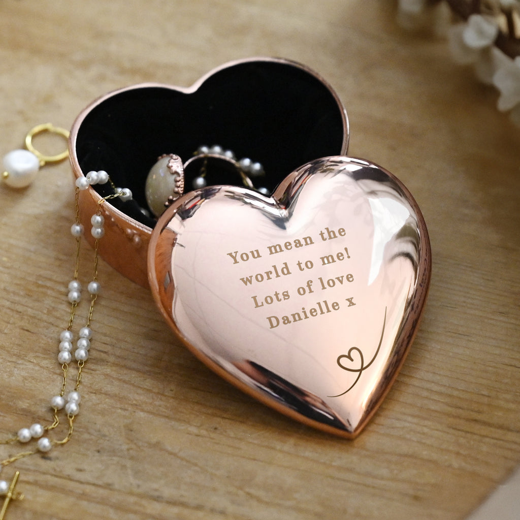 Personalised Rose Gold Heart Trinket Box - Buy Trinket, Jewellery & Keepsake Boxes at GiftMasters.co.uk