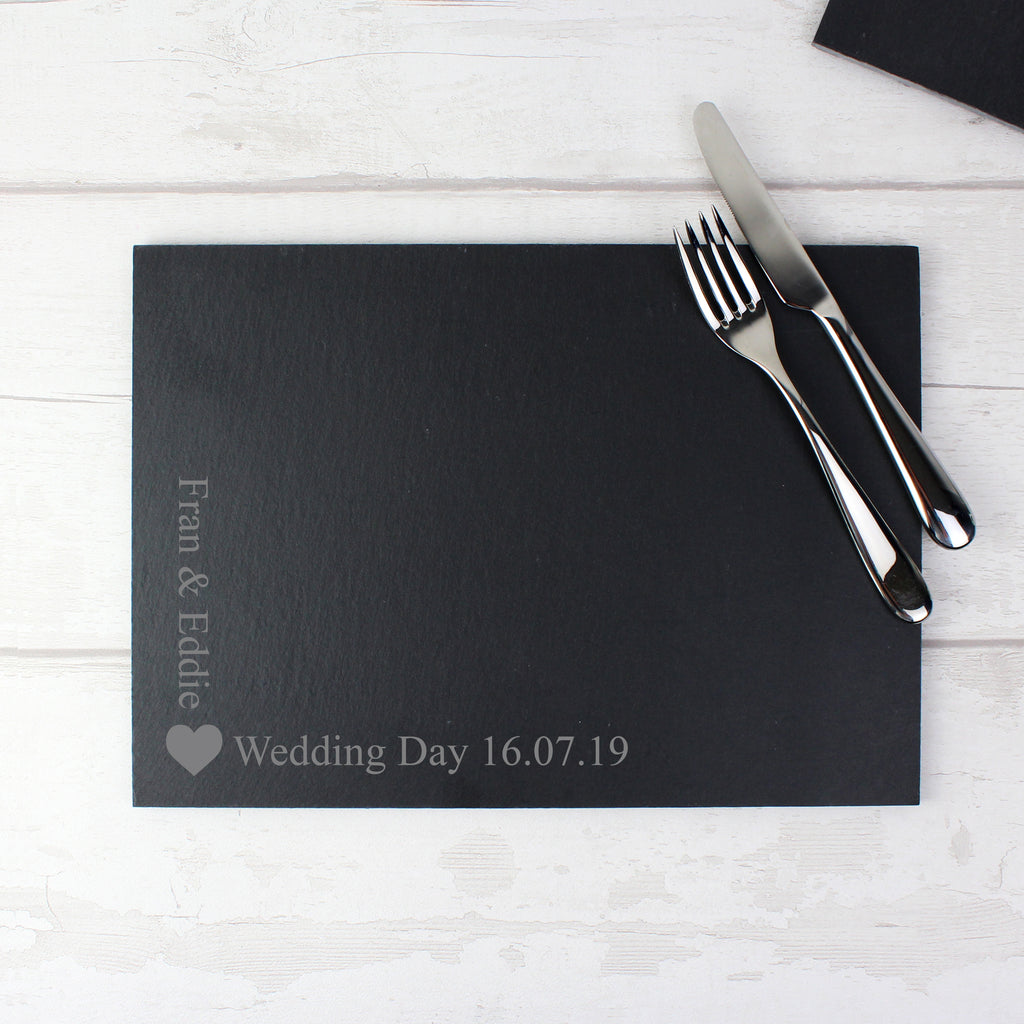 Personalised Heart Motif Slate Placemat - Buy Kitchen, Baking & Dining Gifts at GiftMasters.co.uk