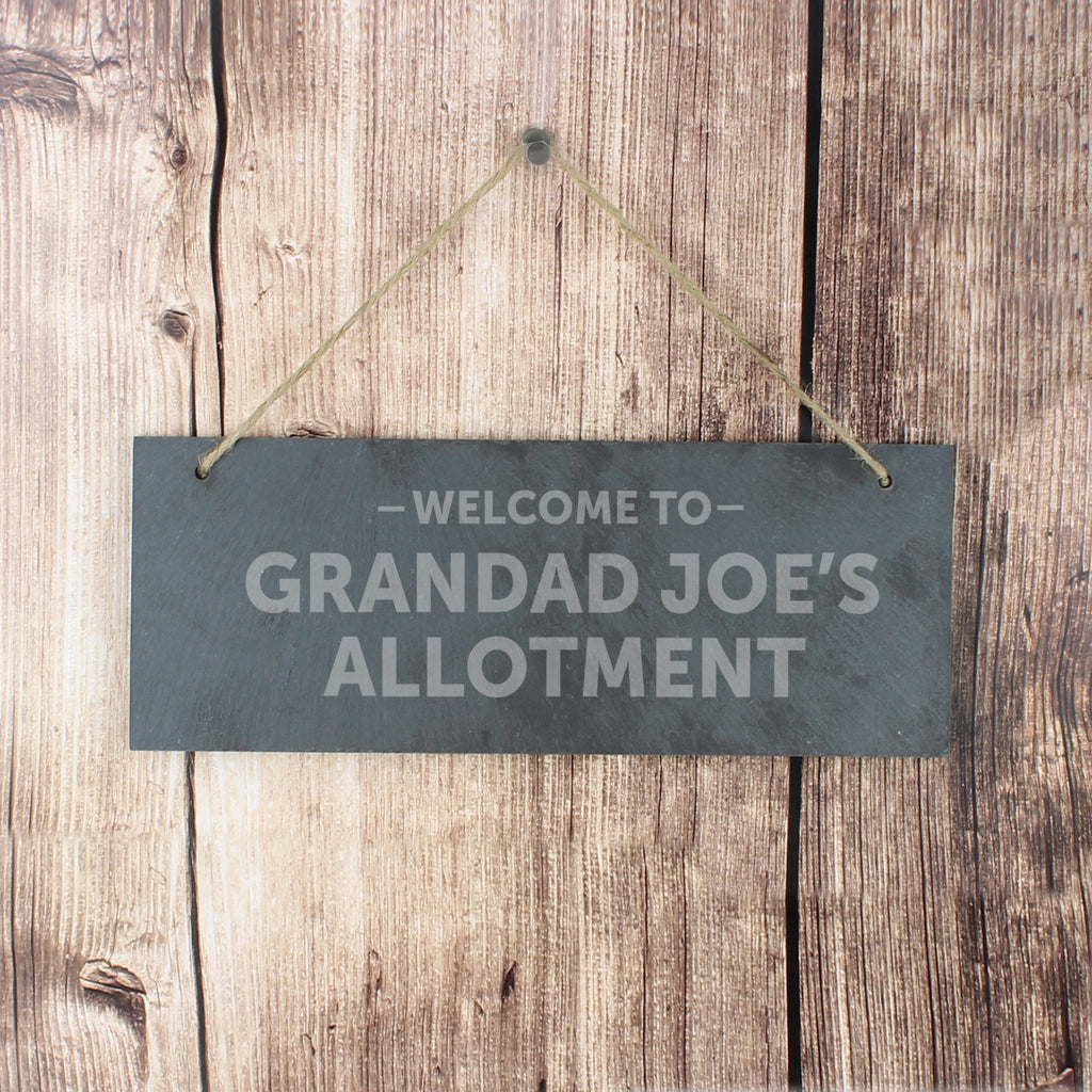 Personalised Welcome To... Hanging Slate Plaque - Buy Hanging Decorations & Signs at GiftMasters.co.uk