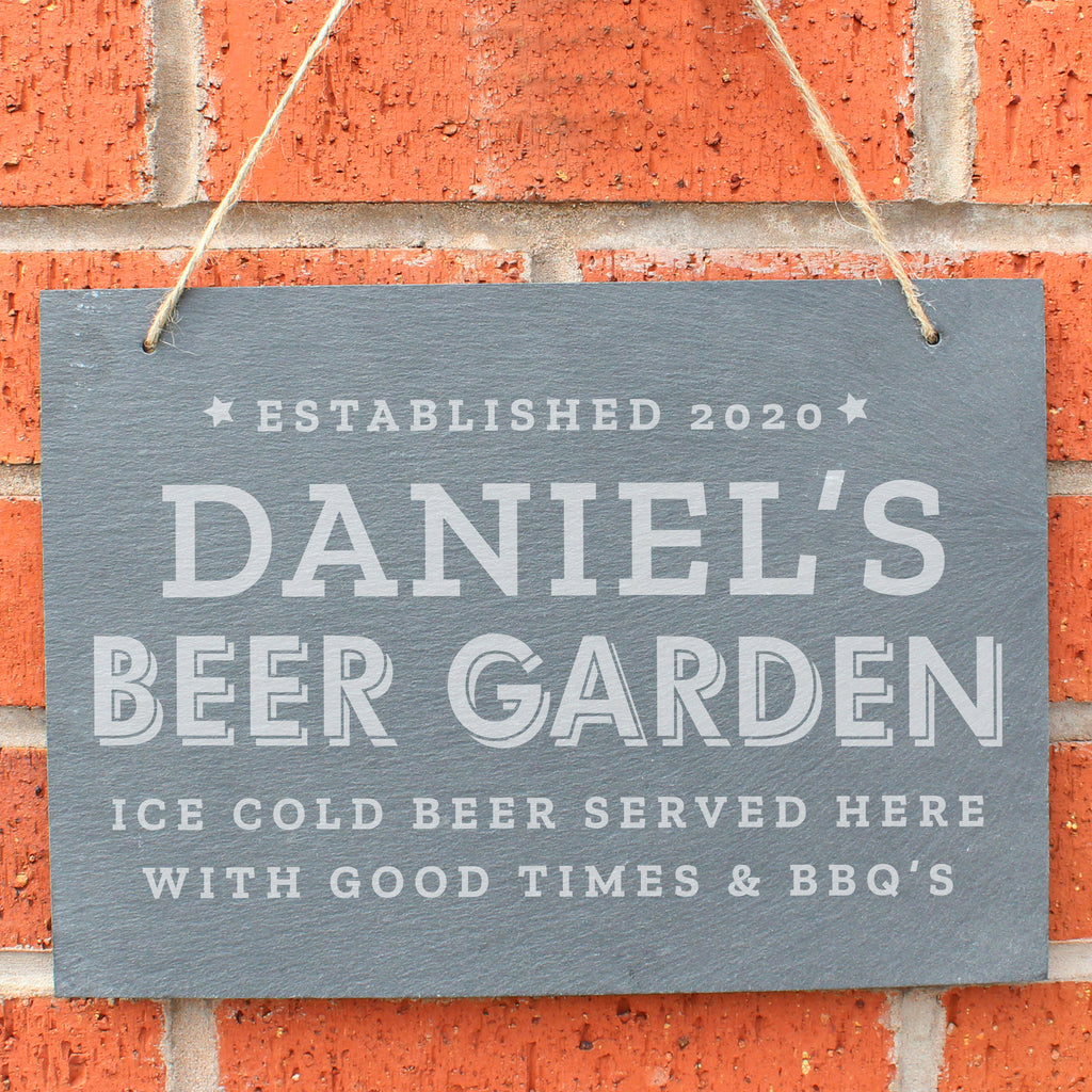 Personalised Beer Garden Hanging Large Slate Sign - Buy Slate at GiftMasters.co.uk