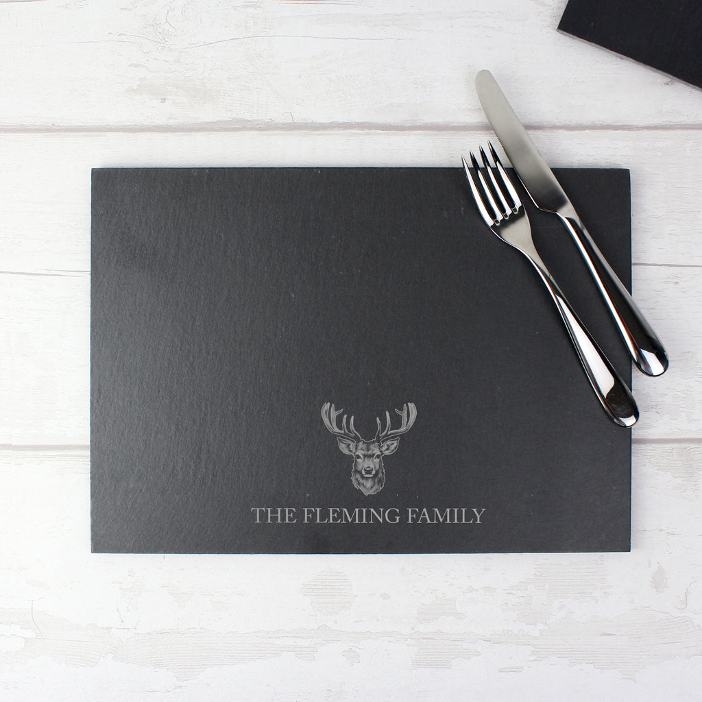 Personalised Stag Slate Placemat - Buy Mealtime Essentials at GiftMasters.co.uk