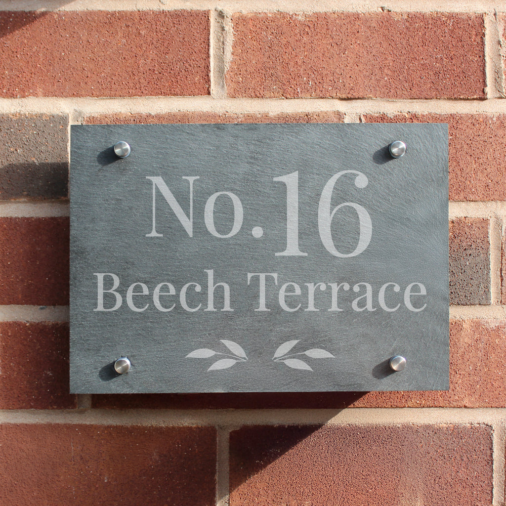 Personalised Leaf Slate House Sign - Buy Hanging Decorations & Signs at GiftMasters.co.uk