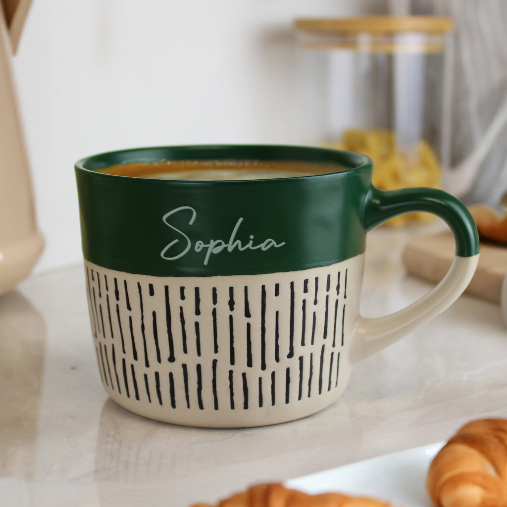 Personalised Green Dipped Dash Ceramic Mug - Buy Mugs at GiftMasters.co.uk