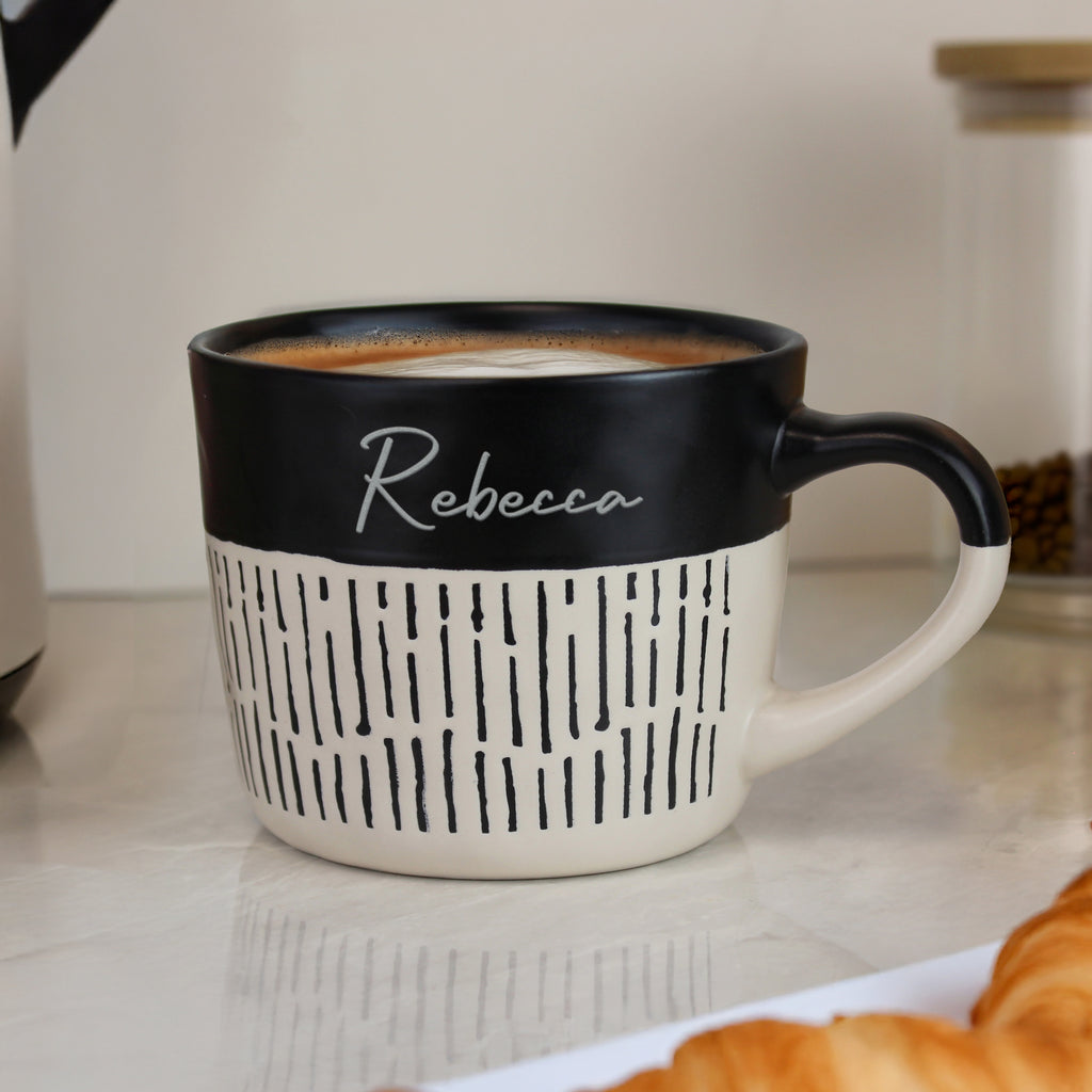 Personalised Black Dipped Dash Ceramic Mug - Buy Mugs at GiftMasters.co.uk