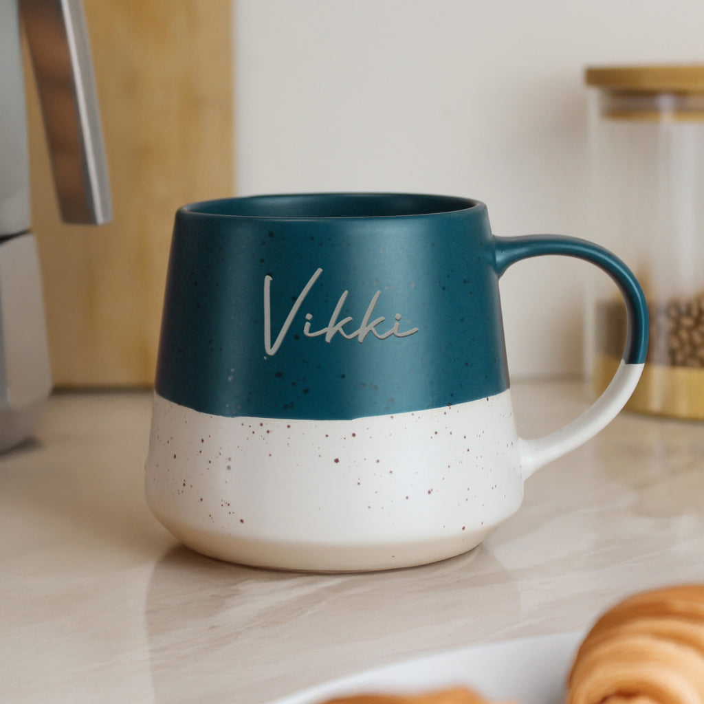 Personalised Name Blue Speckled Ceramic Mug - Buy Mugs at GiftMasters.co.uk