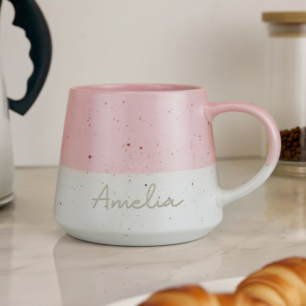 Personalised Name Pink Speckled Ceramic Mug - Buy Mugs at GiftMasters.co.uk