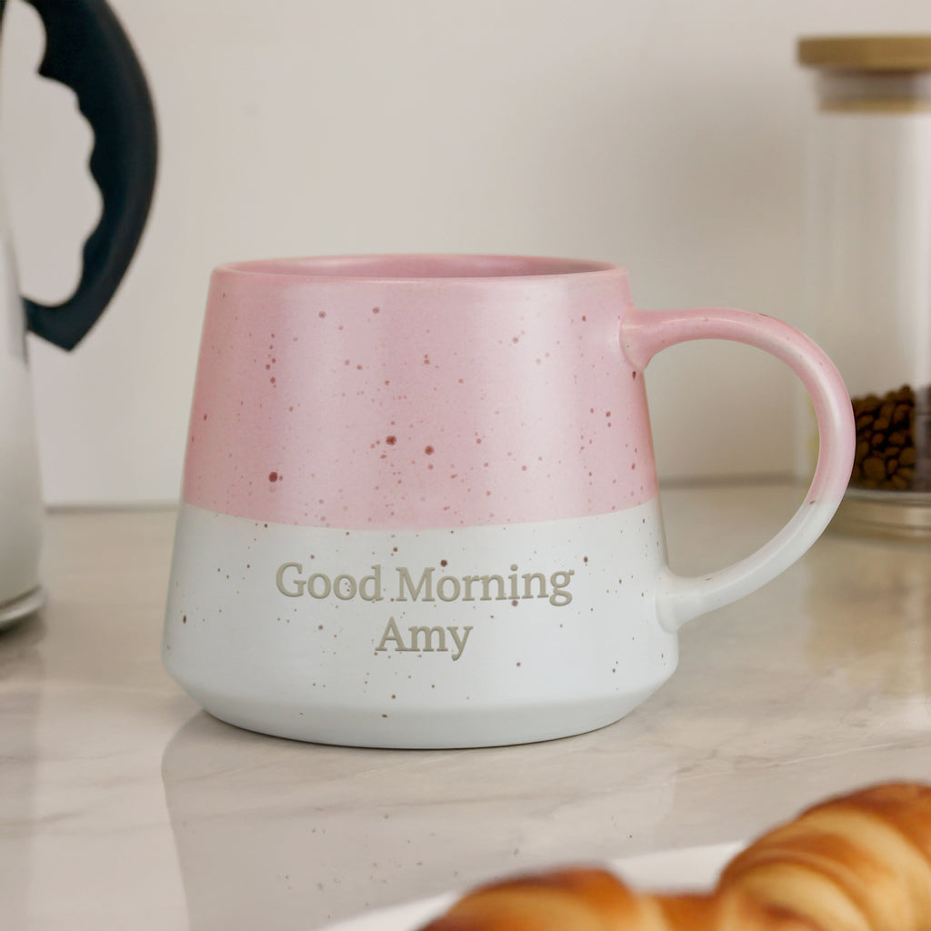 Personalised Pink Speckled Ceramic Mug - Buy Mugs at GiftMasters.co.uk
