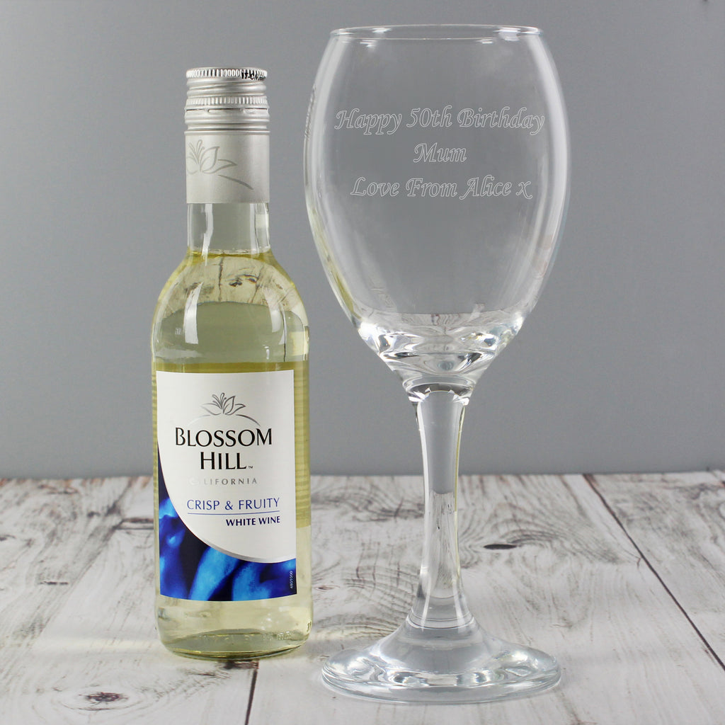 Personalised White Wine & Wine Glass Set - Buy Alcohol at GiftMasters.co.uk