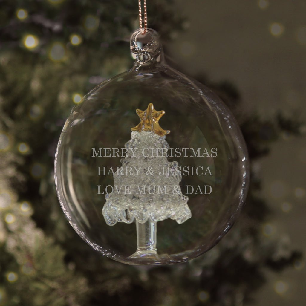 Personalised Glass Christmas Tree Bauble - Buy Christmas Decorations at GiftMasters.co.uk
