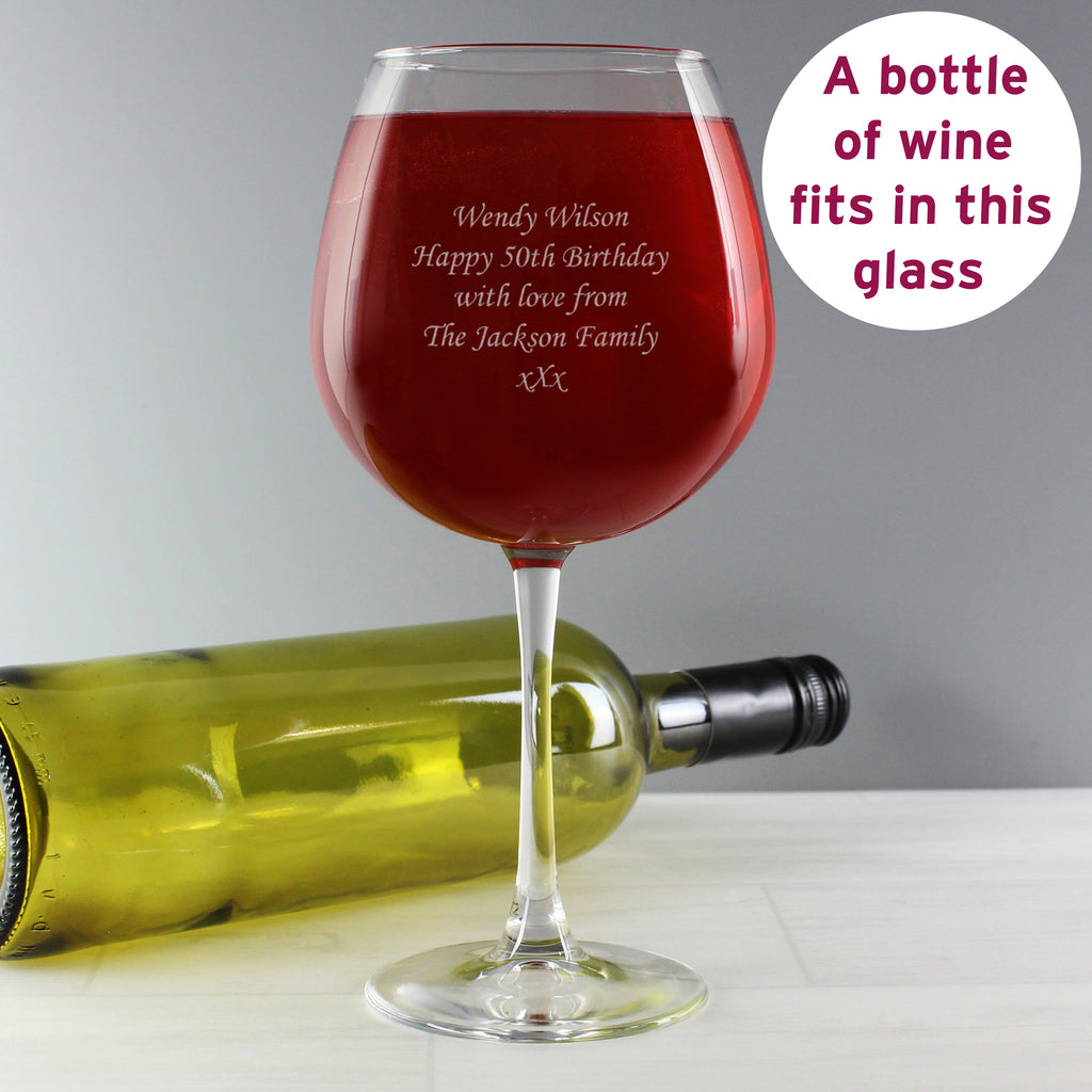 Personalised Bottle of Wine Glass - Buy Glasses & Barware at GiftMasters.co.uk