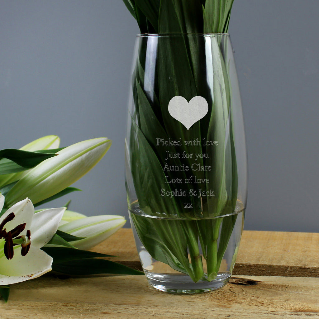 Personalised Heart Bullet Vase - Buy Vases at GiftMasters.co.uk