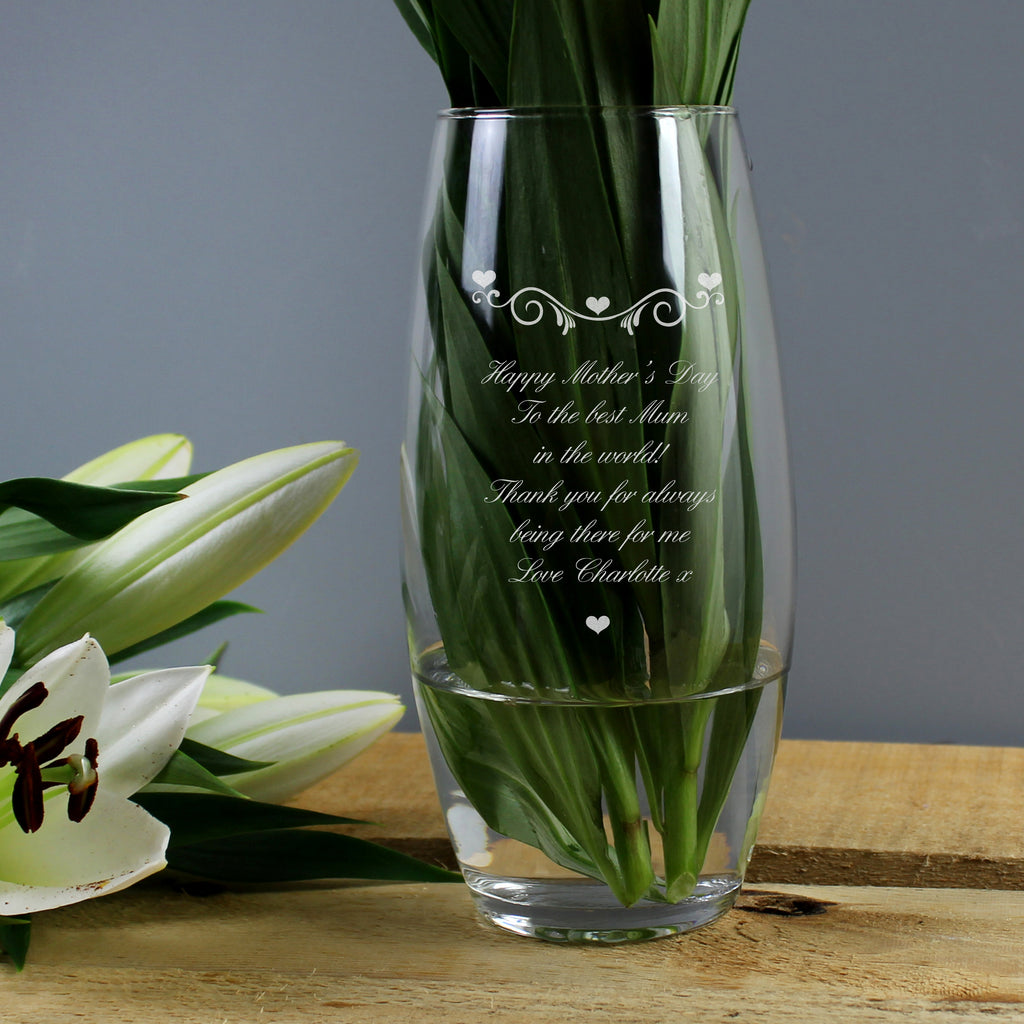 Personalised Hearts & Swirls Bullet Vase - Buy Vases at GiftMasters.co.uk
