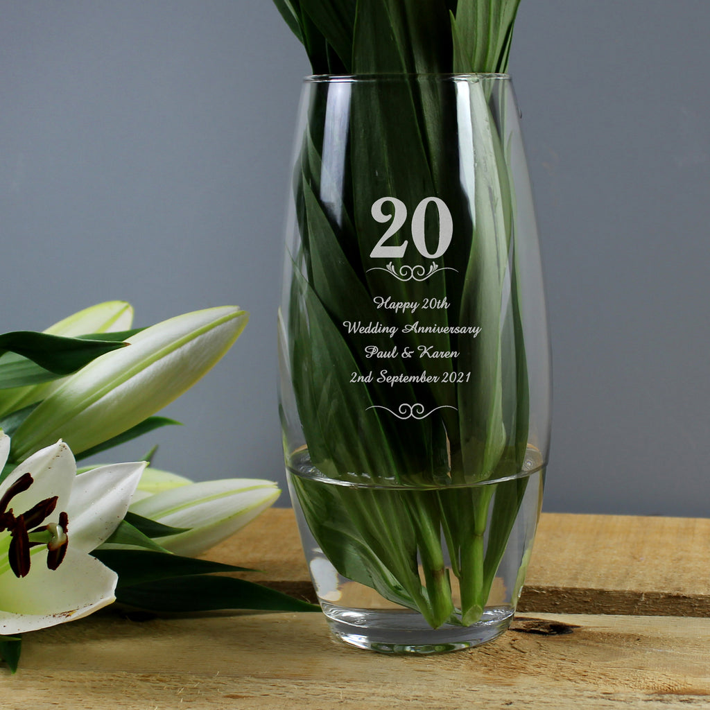 Personalised 20 Years Bullet Vase - Buy Vases at GiftMasters.co.uk