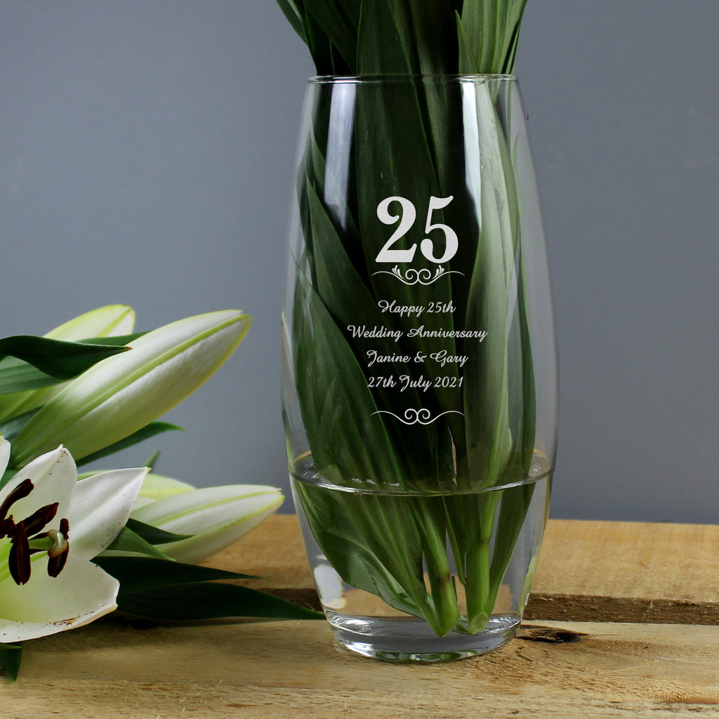 Personalised 25 Years Bullet Vase - Buy Vases at GiftMasters.co.uk