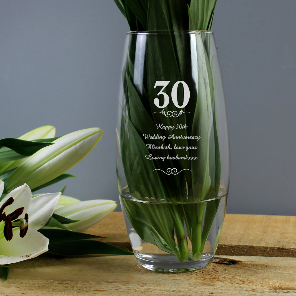 Personalised 30 Years Bullet Vase - Buy Vases at GiftMasters.co.uk