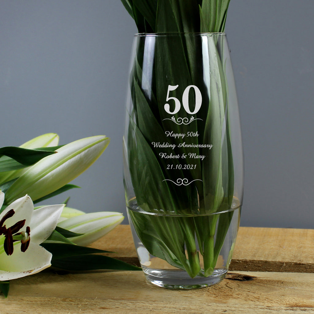 Personalised 50 Years Bullet Vase - Buy Vases at GiftMasters.co.uk
