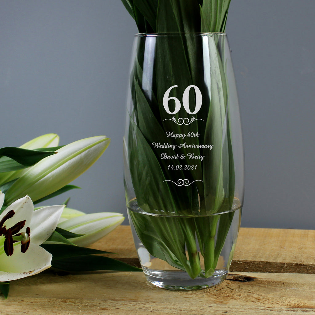 Personalised 60 Years Bullet Vase - Buy Vases at GiftMasters.co.uk