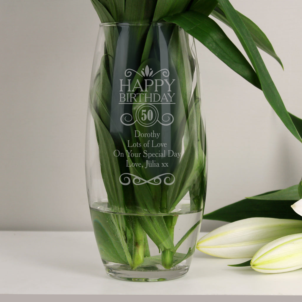 Personalised Birthday Bullet Vase - Buy Vases at GiftMasters.co.uk