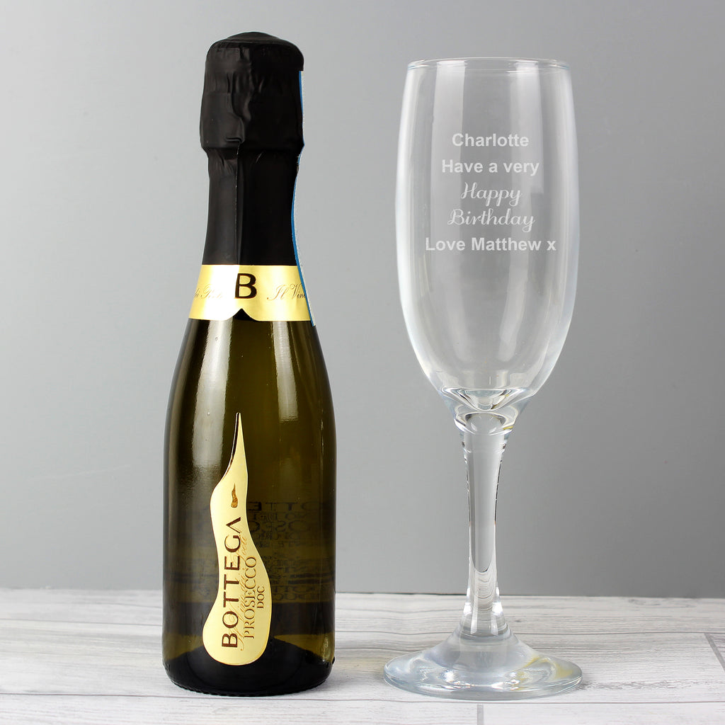 Personalised Prosecco Flute & Mini Prosecco Set - Buy Alcohol at GiftMasters.co.uk