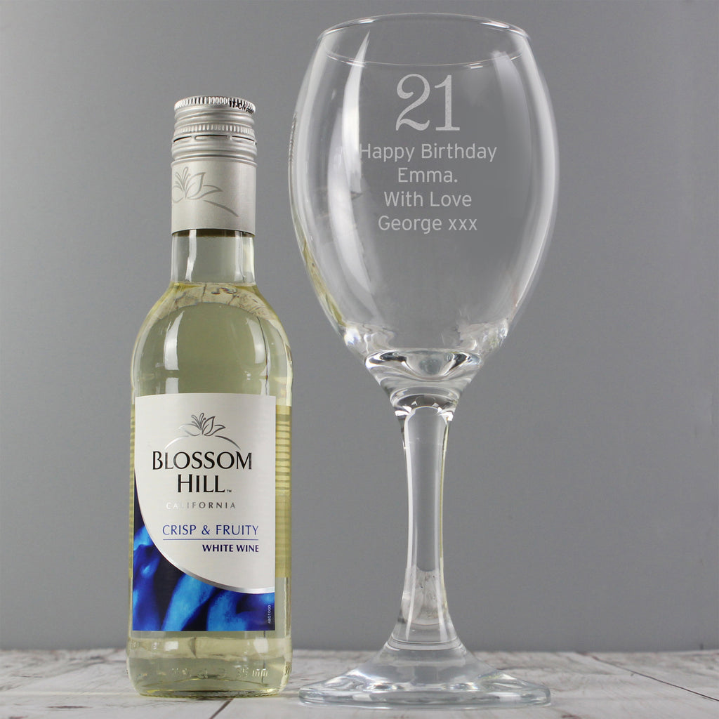 Personalised White Wine & Big Age Wine Glass Set - Buy Alcohol at GiftMasters.co.uk
