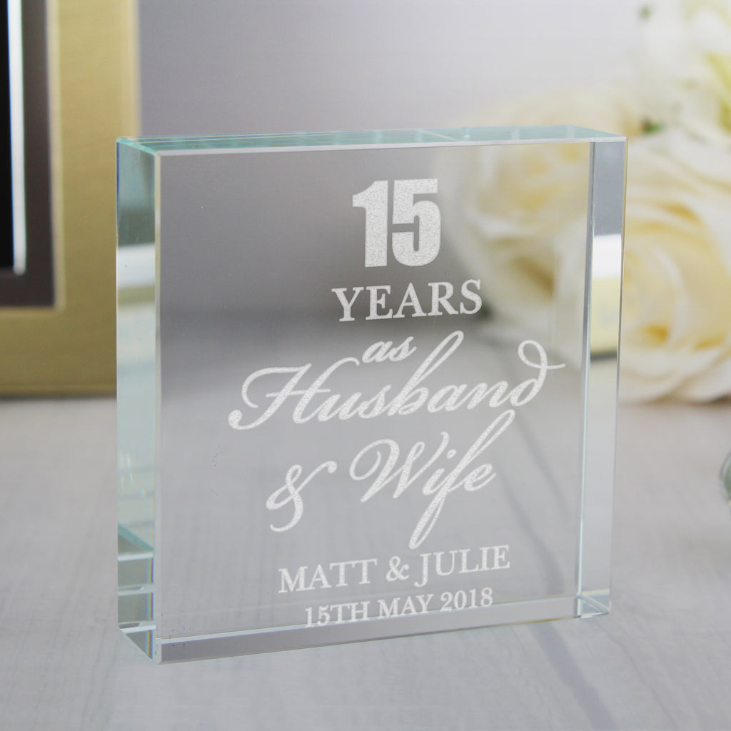 Personalised Anniversary Crystal Token - Buy Ornaments at GiftMasters.co.uk