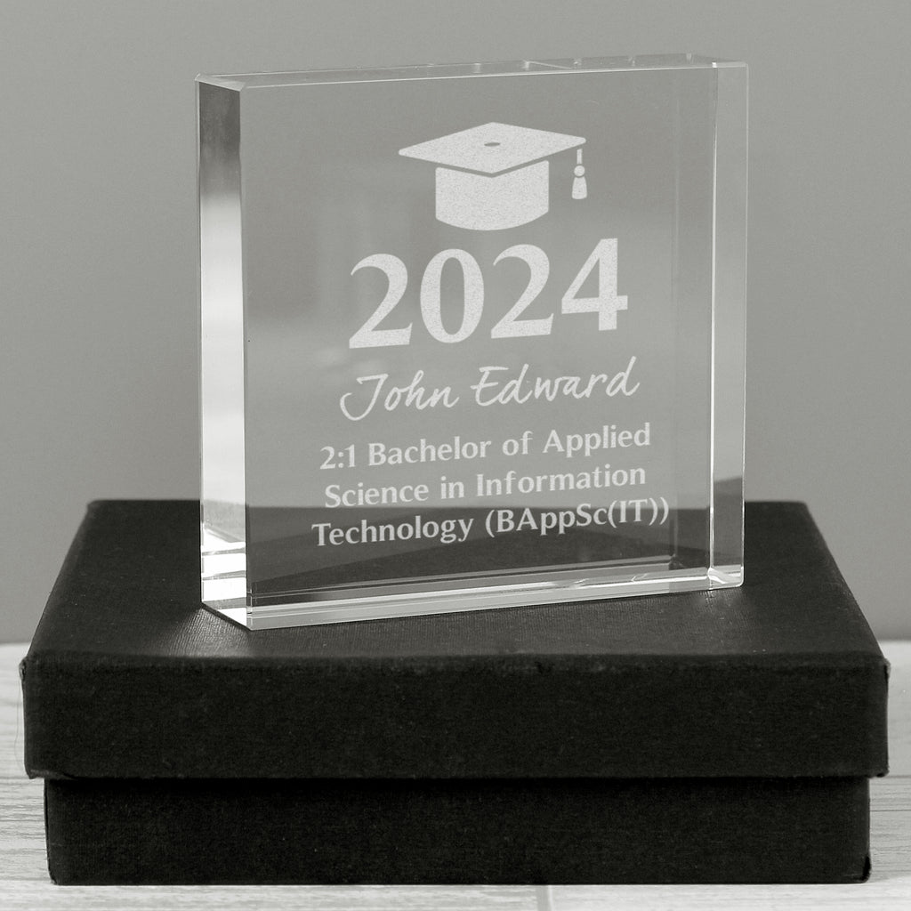 Personalised Graduation Crystal Token - Buy Ornaments at GiftMasters.co.uk