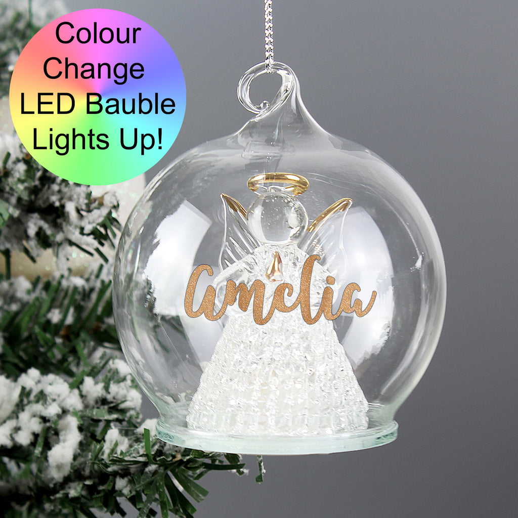 Personalised Christmas LED Angel Bauble - Buy LED Lights, Candles & Decorations at GiftMasters.co.uk