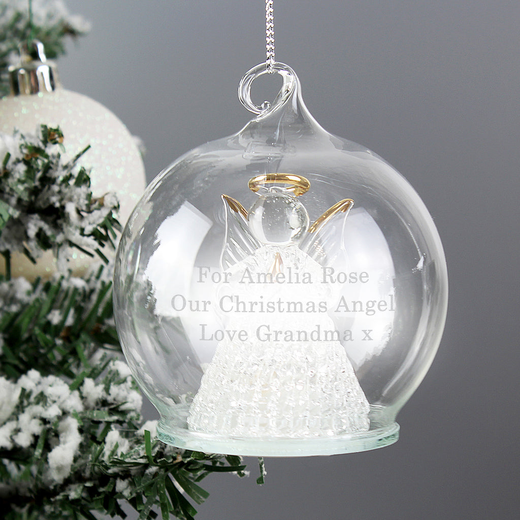 Personalised Christmas Message LED Angel Bauble - Buy Christmas Decorations at GiftMasters.co.uk